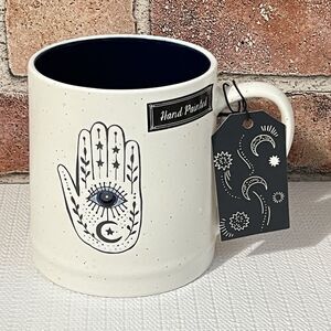 Stay Wild Moon Child Boho HAMSA HAND Evil Eye Ceramic Mug Multi Handpainted